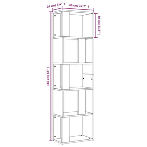 vidaXL Book Cabinet Smoked Oak 45x24x160 cm Engineered Wood