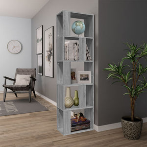 vidaXL Book Cabinet Grey Sonoma 45x24x160 cm Engineered Wood