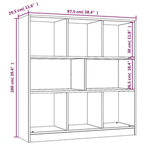 vidaXL Book Cabinet Smoked Oak 97.5x29.5x100 cm Engineered Wood