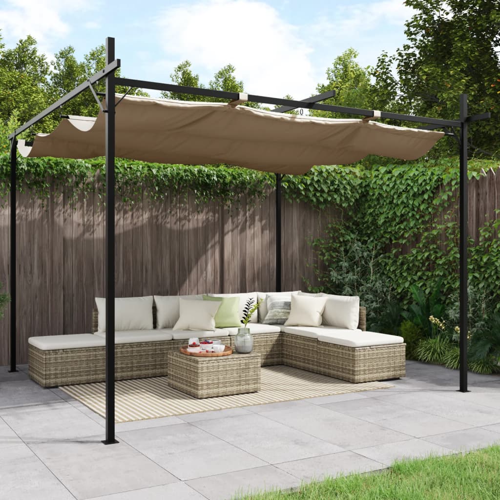 vidaXL Pergola with Retractable Roof Taupe 295x292x230 cm