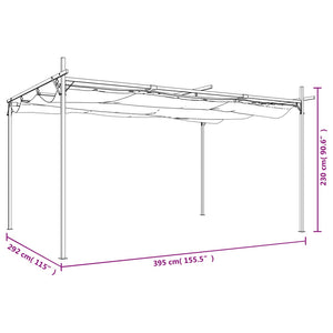 vidaXL Pergola with Retractable Roof Cream 395x292x230 cm
