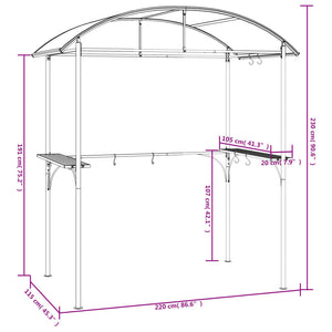 vidaXL BBQ Gazebo with Side Shelves Anthracite 220x115x230 cm Steel