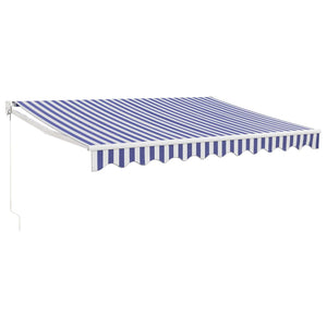 vidaXL Retractable Awning Blue and White 3.5x2.5 m Fabric and Aluminium