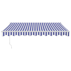 vidaXL Retractable Awning Blue and White 3.5x2.5 m Fabric and Aluminium