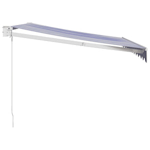 vidaXL Retractable Awning Blue and White 3.5x2.5 m Fabric and Aluminium
