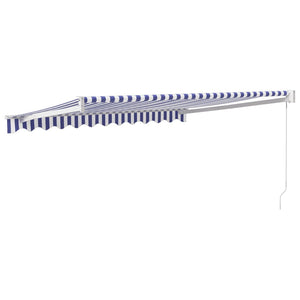 vidaXL Retractable Awning Blue and White 3.5x2.5 m Fabric and Aluminium