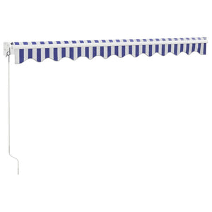 vidaXL Retractable Awning Blue and White 3.5x2.5 m Fabric and Aluminium