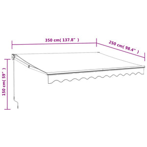 vidaXL Retractable Awning Blue and White 3.5x2.5 m Fabric and Aluminium