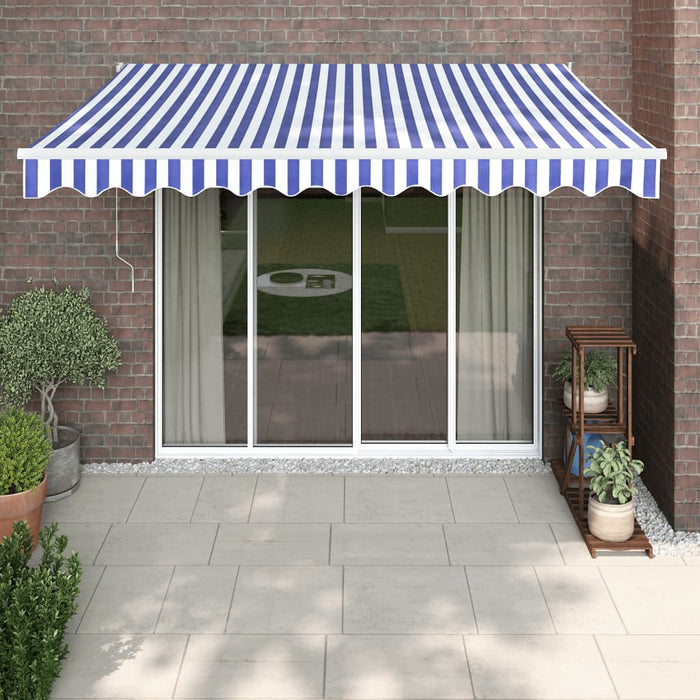 vidaXL Retractable Awning Blue and White 3.5x2.5 m Fabric and Aluminium