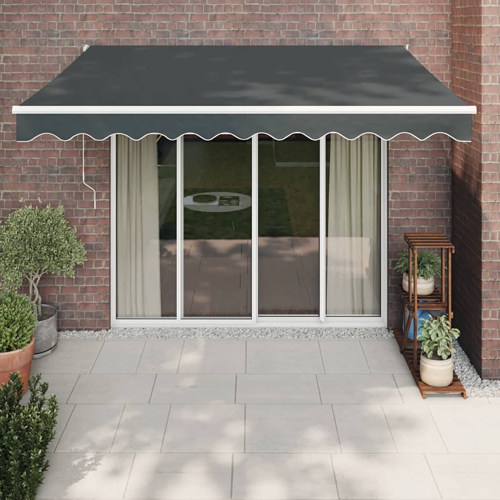 vidaXL Retractable Awning Anthracite 3.5x2.5 m Fabric and Aluminium