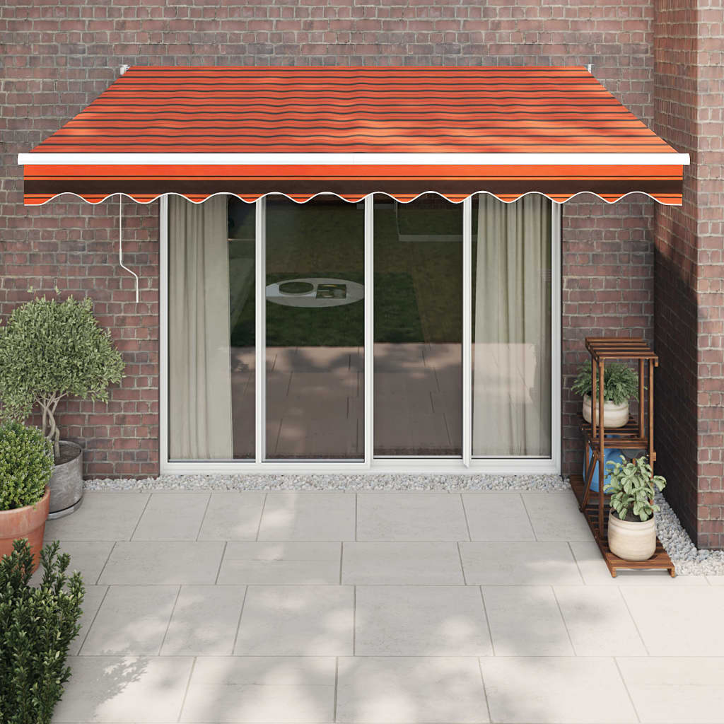 vidaXL Retractable Awning Orange and Brown 3.5x2.5 m Fabric and Aluminium