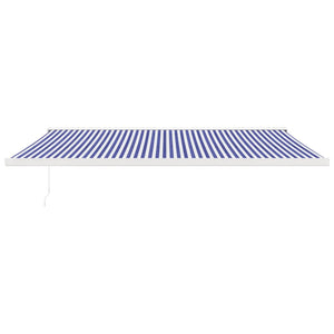 vidaXL Retractable Awning Blue and White 5x3 m Fabric and Aluminium