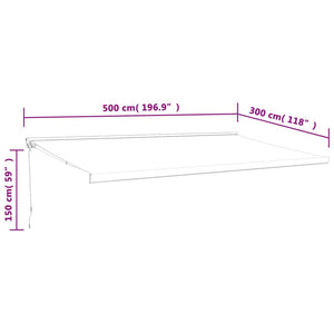 vidaXL Retractable Awning Cream 5x3 m Fabric and Aluminium