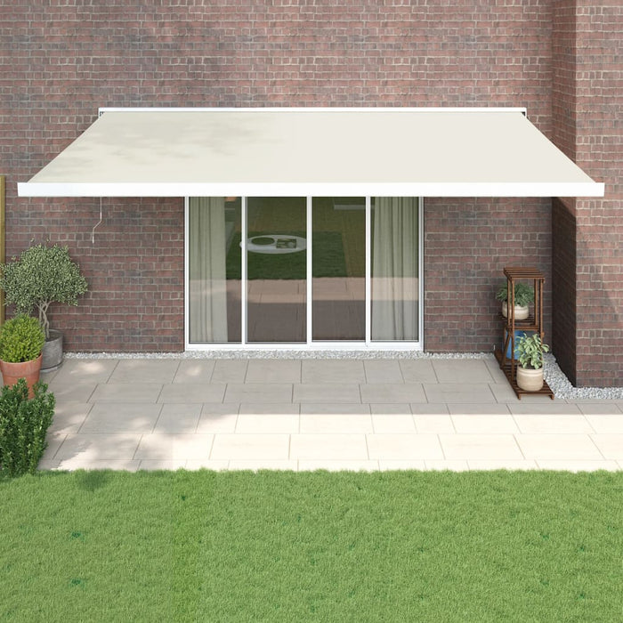 vidaXL Retractable Awning Cream 5x3 m Fabric and Aluminium