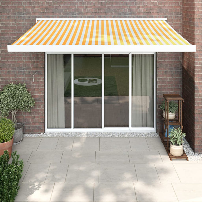 vidaXL Retractable Awning Yellow and White 3x2.5 m Fabric and Aluminium