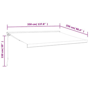 vidaXL Retractable Awning Yellow and White 3.5x2.5 m Fabric and Aluminium