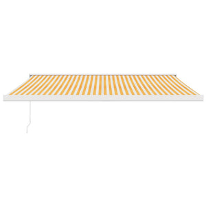 vidaXL Retractable Awning Yellow and White 4x3 m Fabric and Aluminium