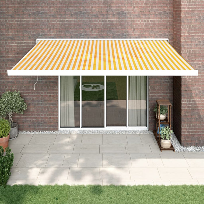 vidaXL Retractable Awning Yellow and White 4x3 m Fabric and Aluminium