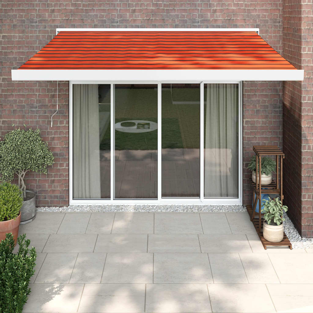 vidaXL Retractable Awning Orange and Brown 3x2.5 m Fabric and Aluminium