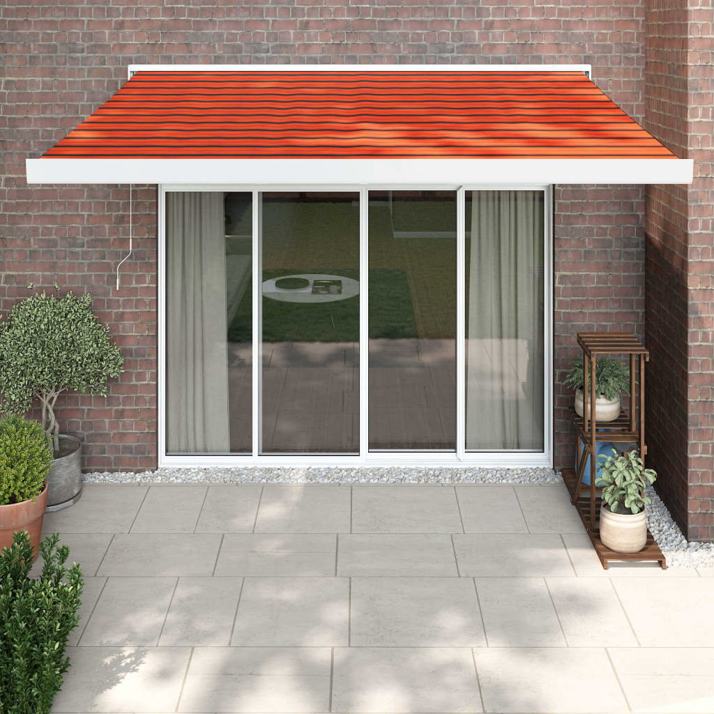 vidaXL Retractable Awning Orange and Brown 3.5x2.5 m Fabric and Aluminium