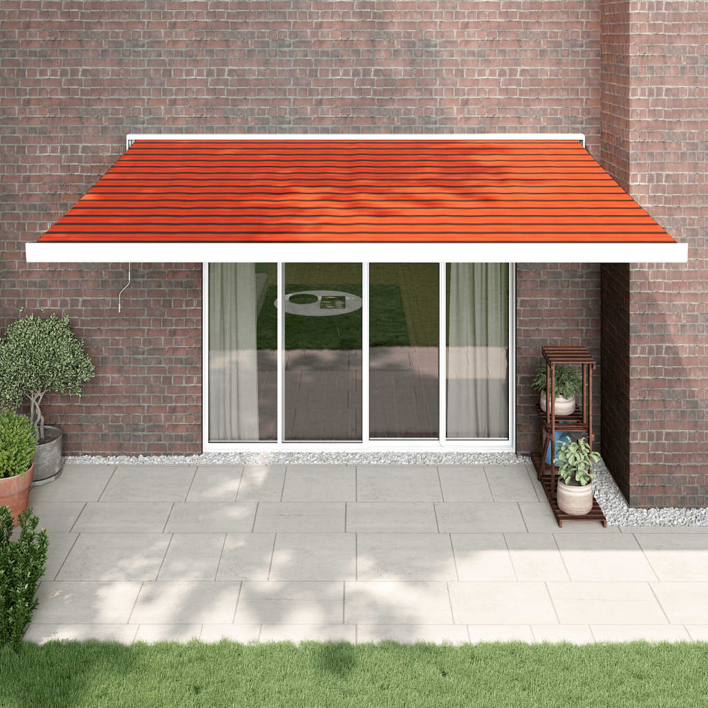 vidaXL Retractable Awning Orange and Brown 4.5x3 m Fabric and Aluminium