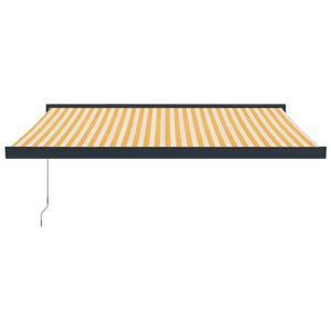 vidaXL Retractable Awning Yellow and White 3x2.5 m Fabric and Aluminium