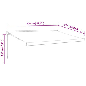 vidaXL Retractable Awning Yellow and White 3x2.5 m Fabric and Aluminium