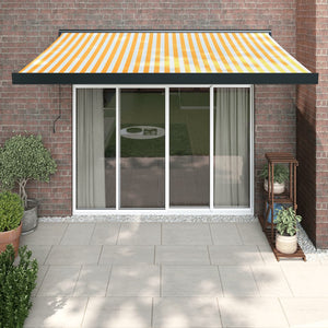 vidaXL Retractable Awning Yellow and White 3x2.5 m Fabric and Aluminium