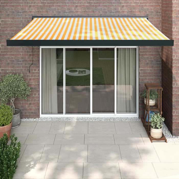 vidaXL Retractable Awning Yellow and White 3.5x2.5 m Fabric and Aluminium