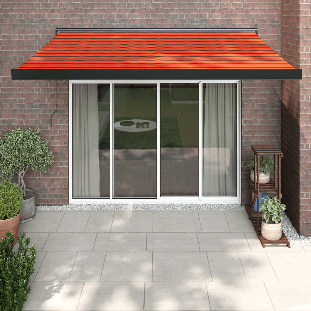 vidaXL Retractable Awning Orange and Brown 3x2.5 m Fabric and Aluminium