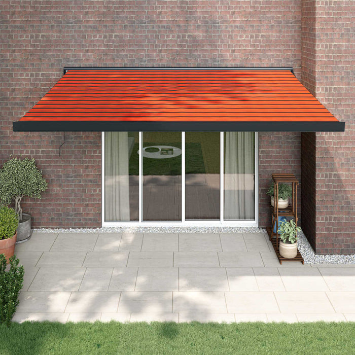 vidaXL Retractable Awning Orange and Brown 4x3 m Fabric and Aluminium