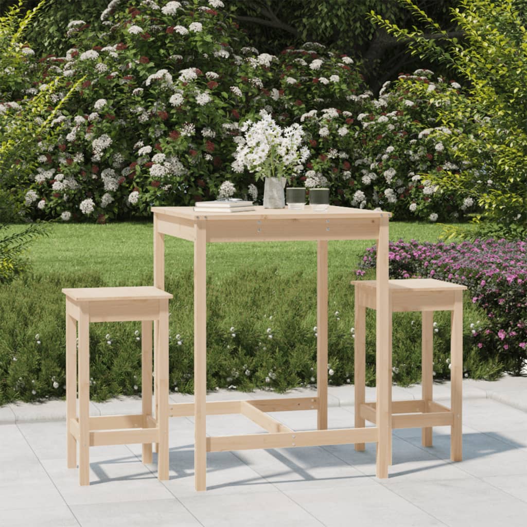 vidaXL 3 Piece Garden Bar Set Solid Wood Pine