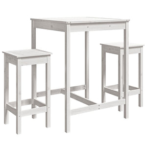 vidaXL 3 Piece Garden Bar Set White Solid Wood Pine