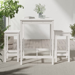 vidaXL 3 Piece Garden Bar Set White Solid Wood Pine