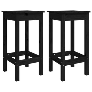 vidaXL 3 Piece Garden Bar Set Black Solid Wood Pine