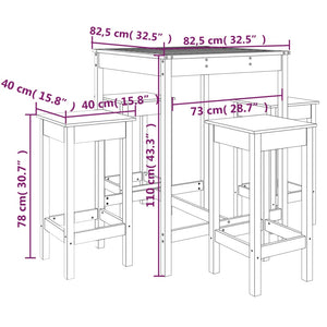 vidaXL 5 Piece Garden Bar Set Black Solid Wood Pine