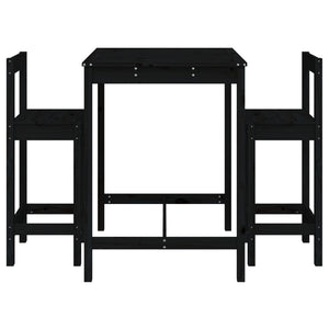 vidaXL 3 Piece Garden Bar Set Black Solid Wood Pine