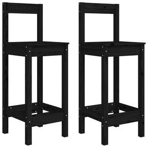 vidaXL 3 Piece Garden Bar Set Black Solid Wood Pine