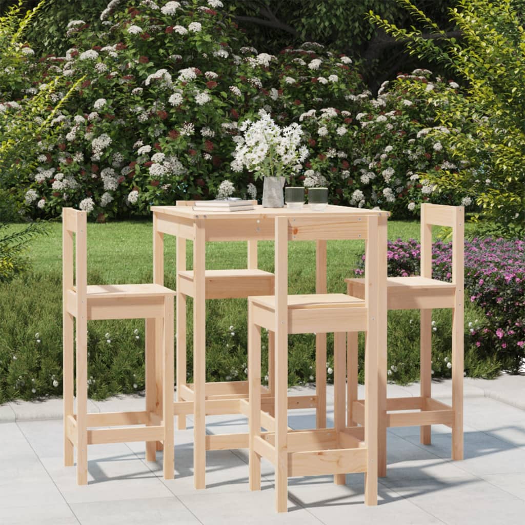 vidaXL 5 Piece Garden Bar Set Solid Wood Pine