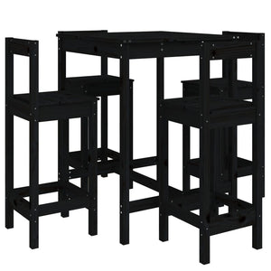 vidaXL 5 Piece Garden Bar Set Black Solid Wood Pine