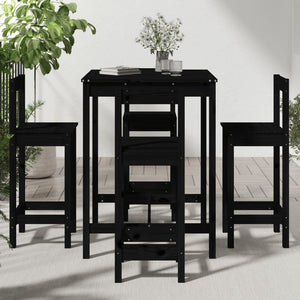 vidaXL 5 Piece Garden Bar Set Black Solid Wood Pine