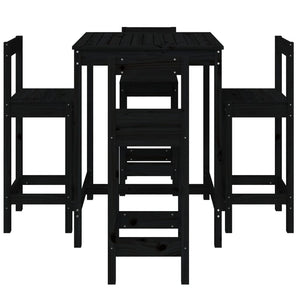 vidaXL 5 Piece Garden Bar Set Black Solid Wood Pine