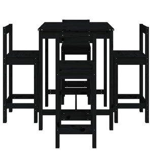 vidaXL 5 Piece Garden Bar Set Black Solid Wood Pine