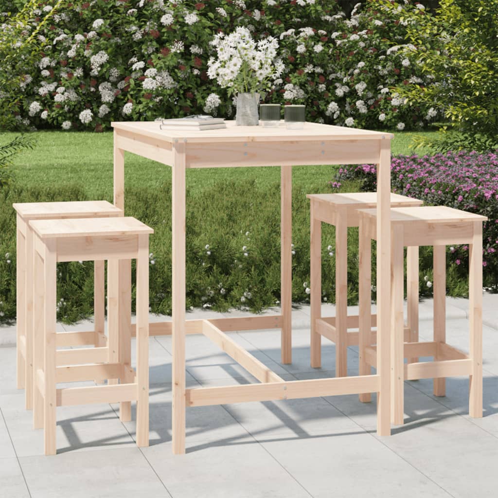 vidaXL 5 Piece Garden Bar Set Solid Wood Pine