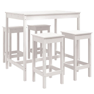 vidaXL 5 Piece Garden Bar Set White Solid Wood Pine