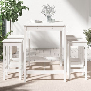 vidaXL 5 Piece Garden Bar Set White Solid Wood Pine