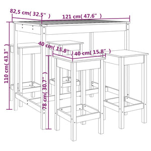 vidaXL 5 Piece Garden Bar Set White Solid Wood Pine