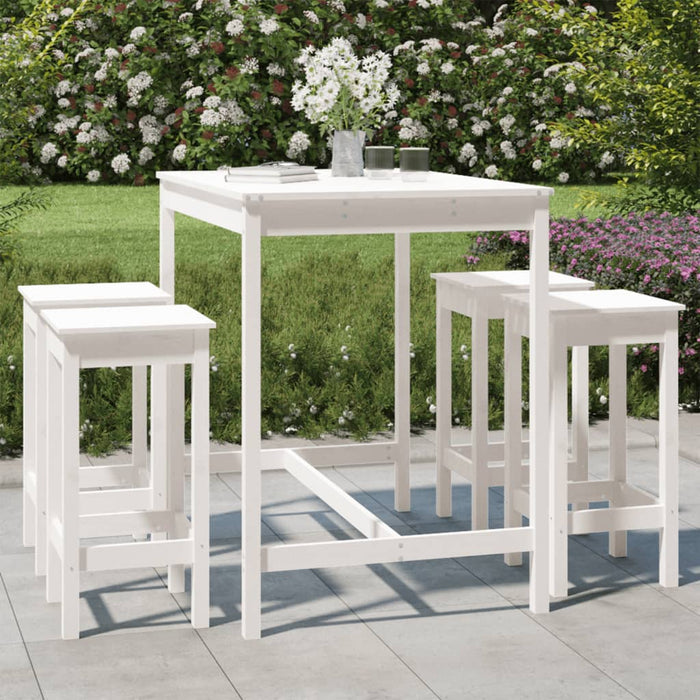 vidaXL 5 Piece Garden Bar Set White Solid Wood Pine