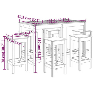 vidaXL 7 Piece Garden Bar Set Solid Wood Pine