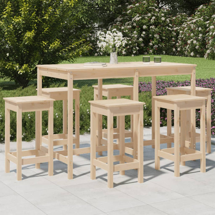 vidaXL 7 Piece Garden Bar Set Solid Wood Pine